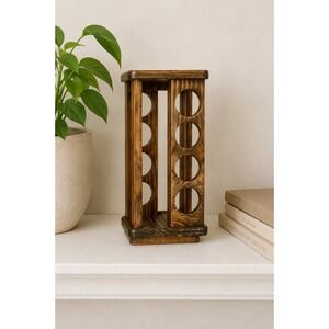 Vintage Rotating Wood Spice Rack Carousel Lazy Susan Kitchen Organizer Farmhouse